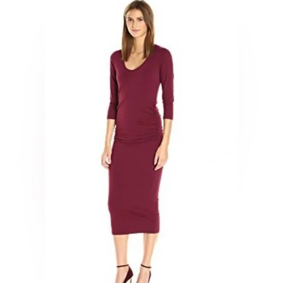 MICHAEL STARS NWT LYCRA RUCHED MIDI DRESS - Picture 4 of 6